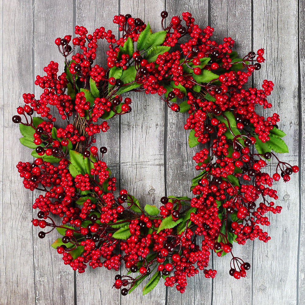 Simulation Chinese Hawthorn Garland Fortune Fruit Hollyberry Berry Wreath Christmas Ornaments