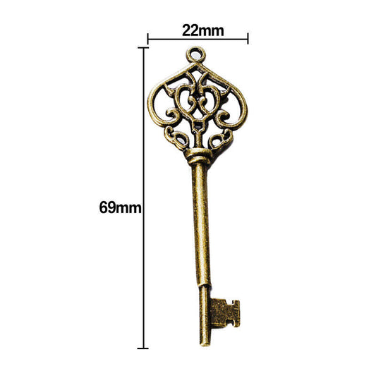 50pcs Tibetan silver Santa key charms skeleton pendants for Christmas crafts and jewellery making