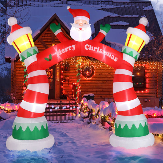8.9ft Christmas inflatable arch with 7 LED lights and drawstring pockets festive holiday decoration