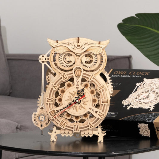 ROBOTIME ROKR DIY 3D Owl Wooden Clock Building Kit LK503 – Creative Toy & Home Decoration