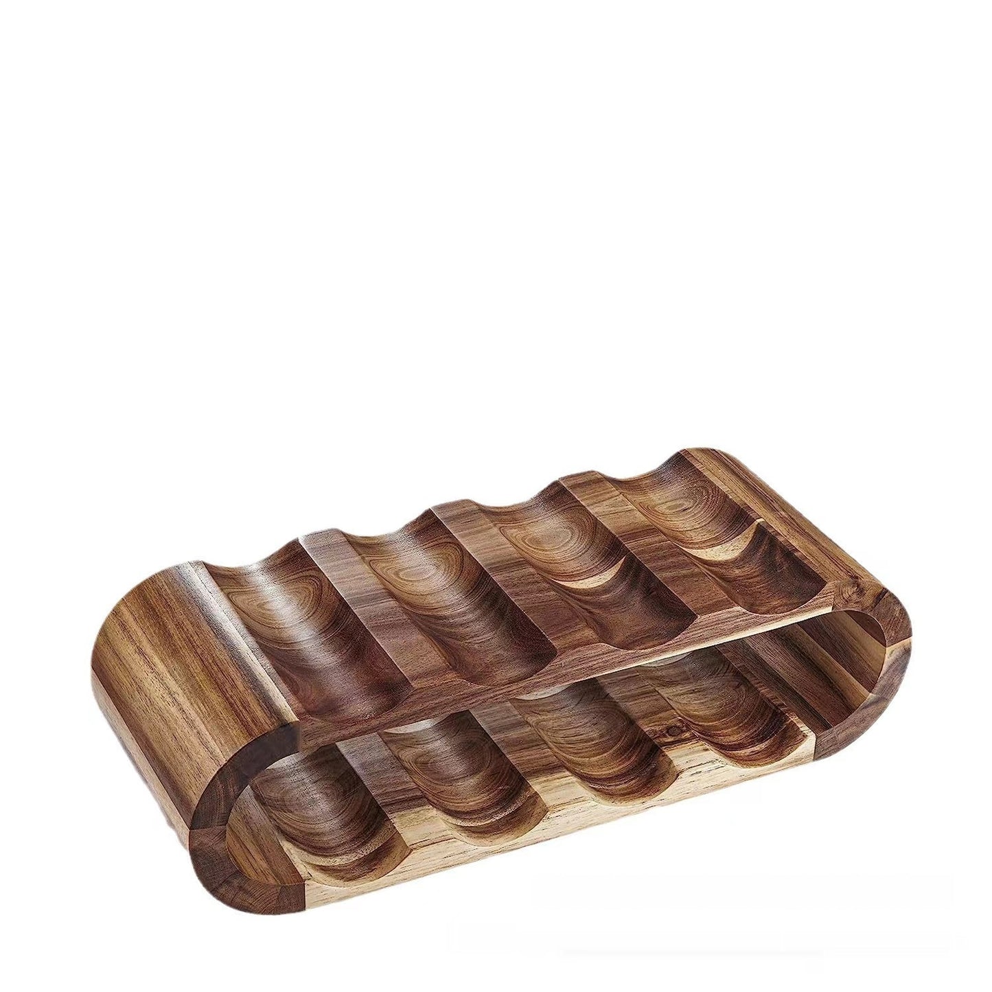 Wooden Double-Layer Wine Rack – Solid Wood Desktop Display Ornament