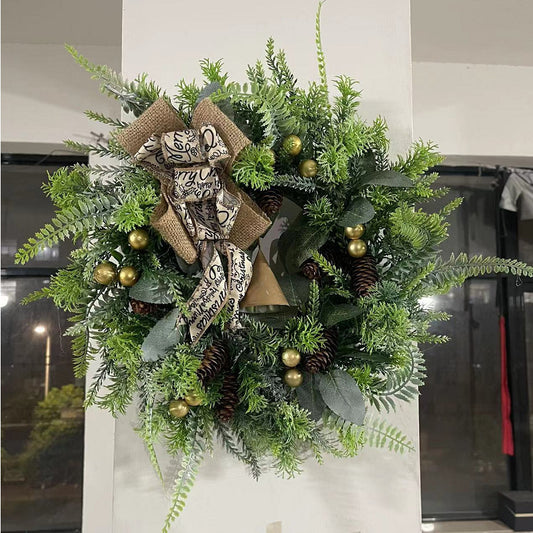 40cm artificial Christmas wreath with pine needles and pine cones in green and spray white models