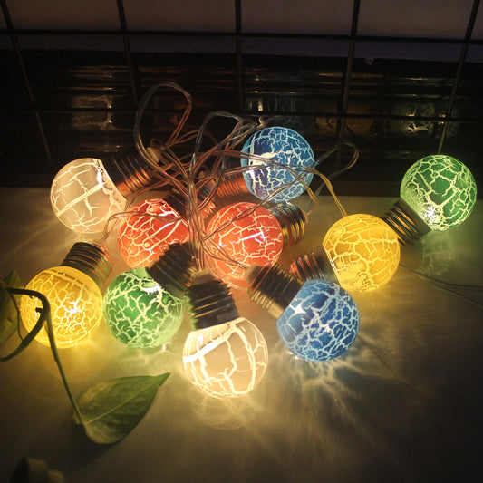 LED Lights String with Cracked Bulbs – Festive Christmas & Party Decorations