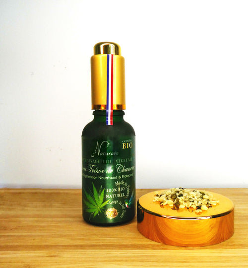 Organic Hemp Treasure Elixir – 100% Natural Multi-Purpose Oil Serum (Face, Hair & Food Supplement) – Made in France