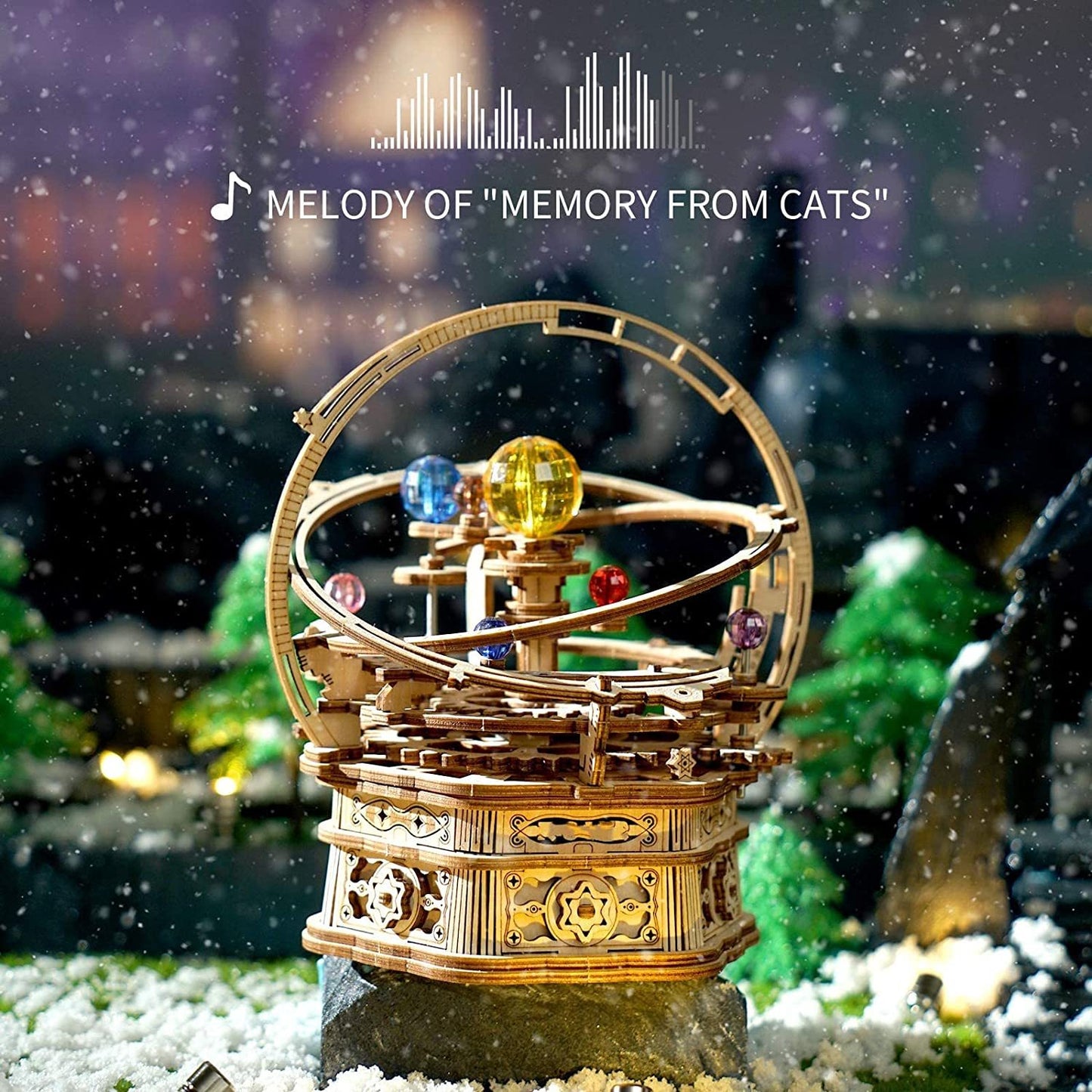 ROKR Rotating Starry Night Mechanical Music Box – 3D Wooden Puzzle Assembly Kit AMK51