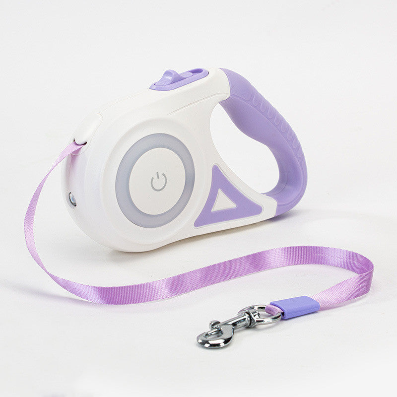 Retractable Dog Leash with Collar – Automatic Pet Traction Rope with Spotlight for Small & Medium Dogs