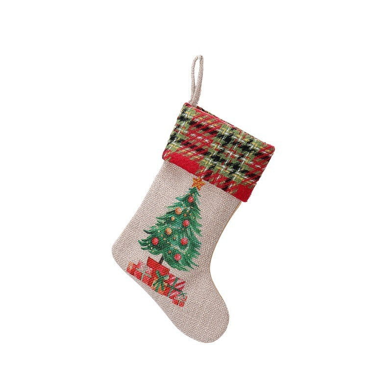 Christmas Car Linen Stockings – Festive Gift Holder Decoration Set