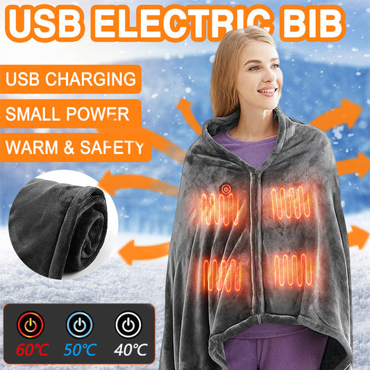 “Winter Heated Flannel Blanket – USB Electric Plush Body Warmer & Shawl”