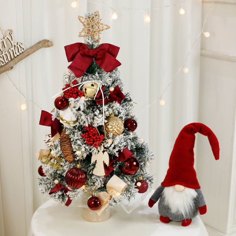 60cm Flocking Christmas Wreath & Desktop Ornament with Lights – Golden & Red Fruit Models