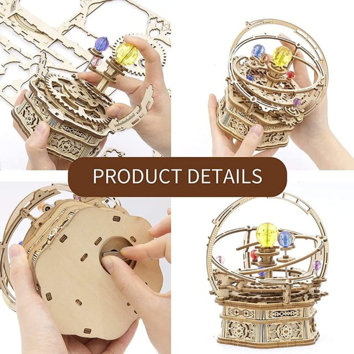 ROKR Rotating Starry Night Mechanical Music Box – 3D Wooden Puzzle Assembly Kit AMK51