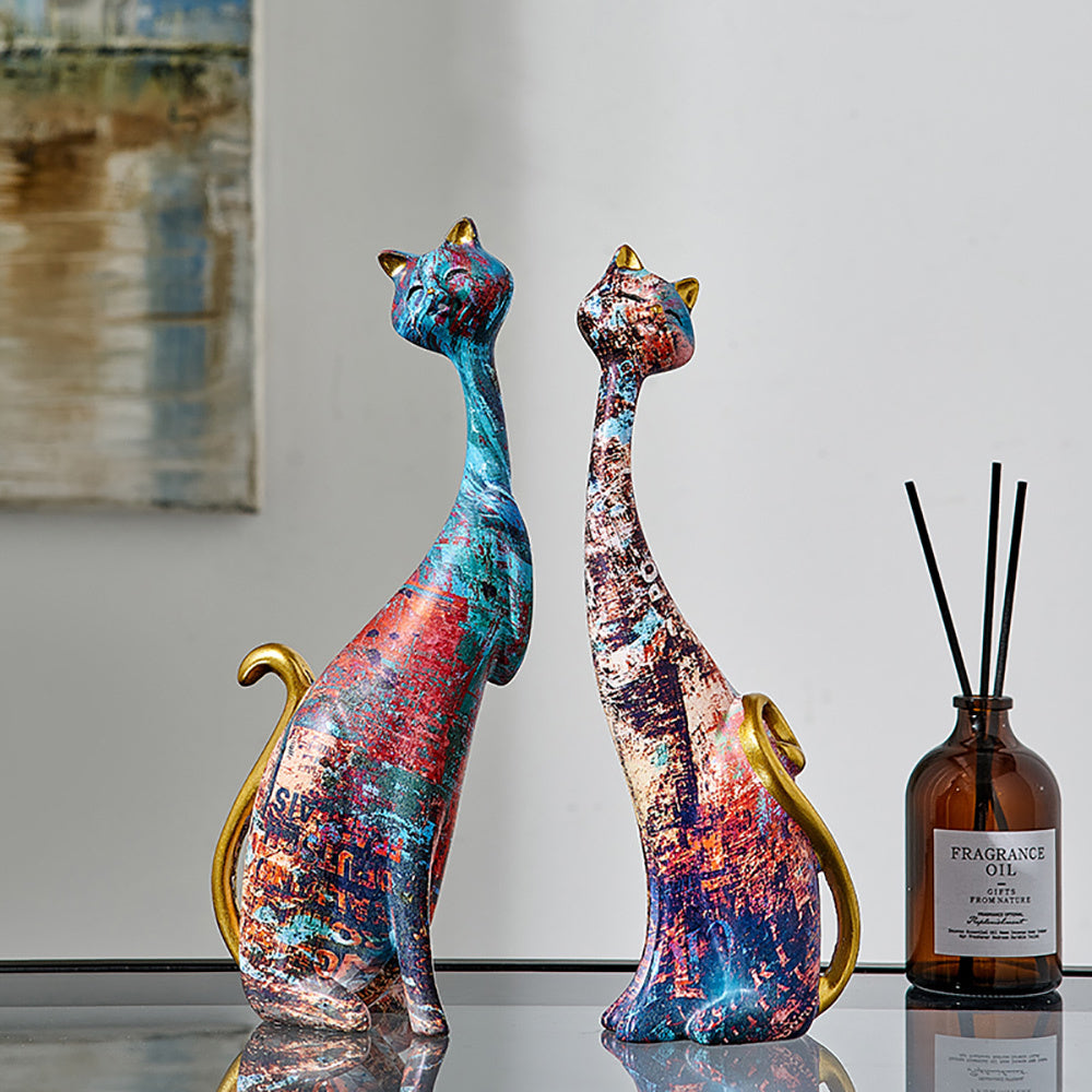 Kitty Ornaments – Artistic Resin Cat Figurines for Home Living Room Décor