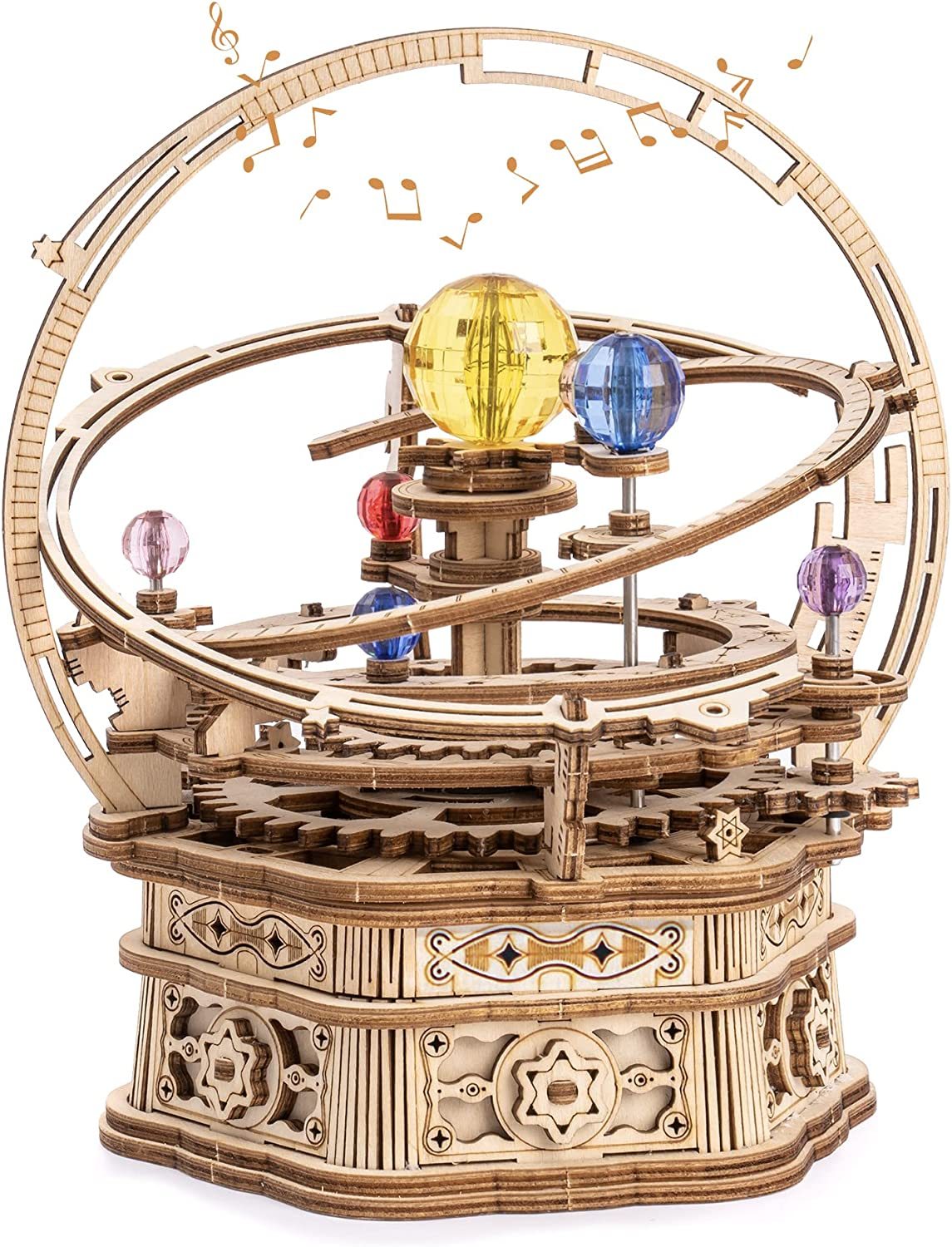 ROKR Rotating Starry Night Mechanical Music Box – 3D Wooden Puzzle Assembly Kit AMK51