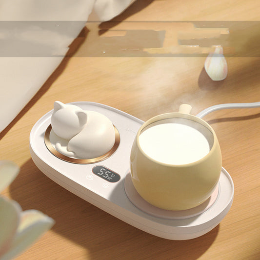 Cute cat mug warmer gift for coffee, tea, and milk with adjustable temperature settings