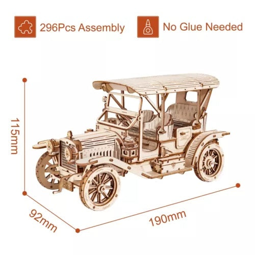 ROKR 3D Wooden Puzzle – DIY Vintage Car Model (MC801)