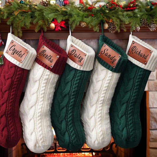 46cm knitted Christmas stockings in red, white, and green holiday gift ornament
