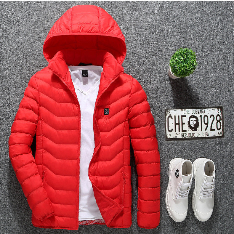 USB Heated Jacket — Men’s Thermal Cotton Coat with Heating Vest