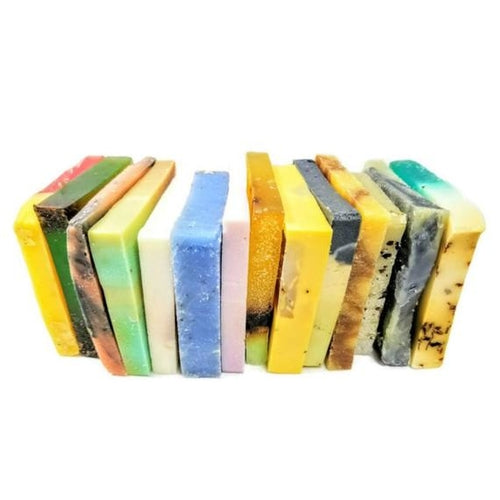 Vegan soap sampler slices tied with ribbon – assorted natural soap pieces